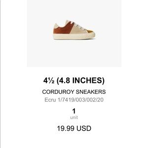 Zara Kids Corduroy Sneakers